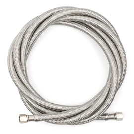 Klabb Ice Maker Machine hose -6FT Premium Stainless Steel Ice Machine Hose with 1/4" Compression Fittings, Silver (6FT)