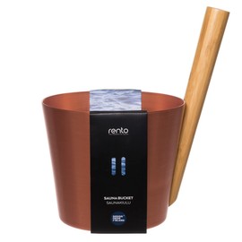 Rento - Sauna Bucket - Aluminium with Bamboo Wood - Colour: Copper - Height: 35 cm / Diameter: 23 cm