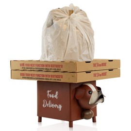 Made Easy Kit Food Delivery Outdoor Functional Décor Metal and Wood Box for Designated Food Order Reception Location (Dark Brown Dog)
