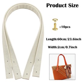 Yayatty PU Leather Bag Handles, Leather Replacement Straps Handles for DIY Shoulder Bags Tote Crochet Bag Repair, Bags Making Supplies, Off-White