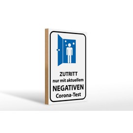 FEMER Wooden Sign Notice 20x30cm Access Negative Corona Test Decorative Sign Wooden Sign