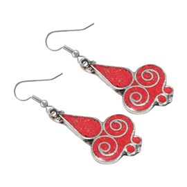 Beautiful Handmade Compressed Coral Gemstone Inlay Fashion Drop Earrings for Women 925 Silver Plated Ethnic Gypsy Boho Earring Jewellery