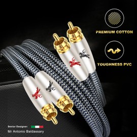 Impeto Audiophile RCA Audio Stereo Cable，hifi 2 RCA Male to Male phono cable 2 × 2 plugs, Gold Plated for Home Theater, HDTV, Gaming Consoles, Hi-Fi Systems 2 M