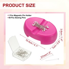 PATIKIL Magnetic Pin Holder, Magnetic Pin Cushion Paper Clip Holder with 1.5" Quilting Needles for Sewing Quilting Hair Clips, Rose Red
