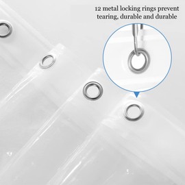 Anti-Mould Waterproof Shower Curtain, Natural Lighting, Transparent, with 12 Metal Eyelets and 3 Weight Magnets, Quick-Drying for Bathroom (180 x 180 cm)