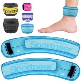 Sportneer Ankle Weights 0.5/1/2/3/5 LBS 1 Pair Wrist Leg Arm Weights for Women Men Kids Child with Adjustable Straps, Strength Weighted for Jogging Running Walking Fitness Gym Workout (Blue, 2 lbs x 2)