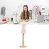 Female Mannequin Torso Dress Shape with Height-Adjustable Stand, Wooden Base,