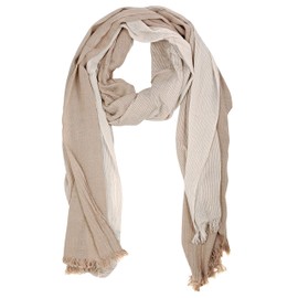 Bovari Men's Cotton Viscose Scarf - Multicolored Stripes - All Seasons - Beige (X-Large)