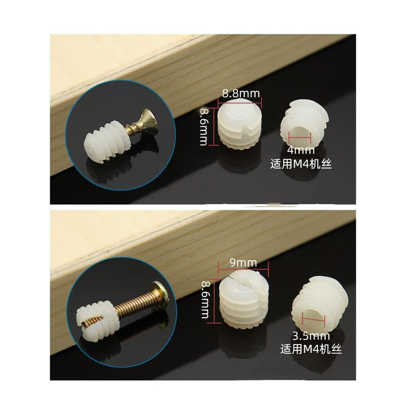 MEETOOT 100pcs Plastic Hinge Dowel Inserts Kit 4x10mm Toothed Machine