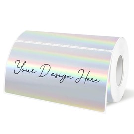 Etiquetas térmicas holográficas de 2 x 4 pulgadas, etiquetas adhesivas térmicas directas plateadas, etiquetas autoadhesivas con purpurina, diseño de línea de perforación, 200 unidades/1 rollo