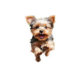 ZIEKEER Running Yorkshire Terrier Acrylic Pendant - 2D Flat Car Mirror Charm & Keychain, Happy Dog Decor for Home & Festival Gifts - Pet Lovers’ Delight