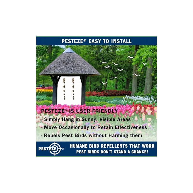 PESTEZE 12 Inches Bird Scare Silver Shiny Reflective Rods for