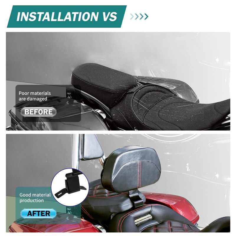 Rider Backrest Pad Adjustable Mounting Kit Driver For Harley Touring