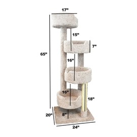 Maykoosh Rustic Recluse Large Cat Tower with Easy to Access Spacious Perches, Carpet Upholstered Cat Tree for All Cat Breeds, Multi-Perch Cat Tree with Sisal Rope Scratch Post Brown