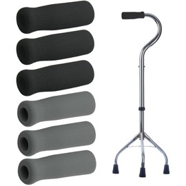 6 PCS Cane Grip Foam Cane Handle Grip Replacement Walking Cane Hand Grips Cane Grip Foam Sponge Hand Grip for Cane Bicycle Handlebars (Black, Grey)