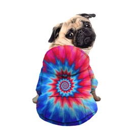 Howilath Pup Dog Zipper Hoodie, Tie-dye Radial Spiral Fashion Dog Clothes Hoodie Sweatshirts Pet Puppy Shirts for Small Dogs - S