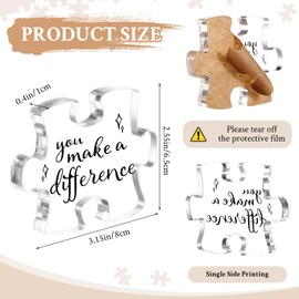 Juinte 20 Sets Employee Appreciation Gifts Bulk Thank You Acrylic Puzzle Piece Plaque Desk Decorations with Cards Opp Bags Team Appreciation Gifts for Office Staff Coworker(Difference)