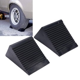 Mini Rubber Wheel Chock Set, 2PCS 5x3x2-1/2in Wheel Stopper Blocks for ATVs Riding Lawnmowers Gas Powered Scooters, Anti-Slip Design