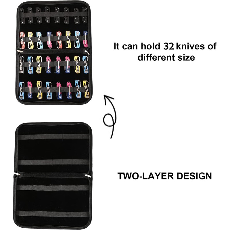 QEES Knife Case,Knife Display Case for 32 Slots Pocket Knives,Knife