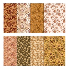 Soimoi 8 Pc Fat Quarter Bundle, Texture Floral Print 18"x 22" DIY Patchwork-100% Cotton Pre-Cut Quilting Fabric Brown