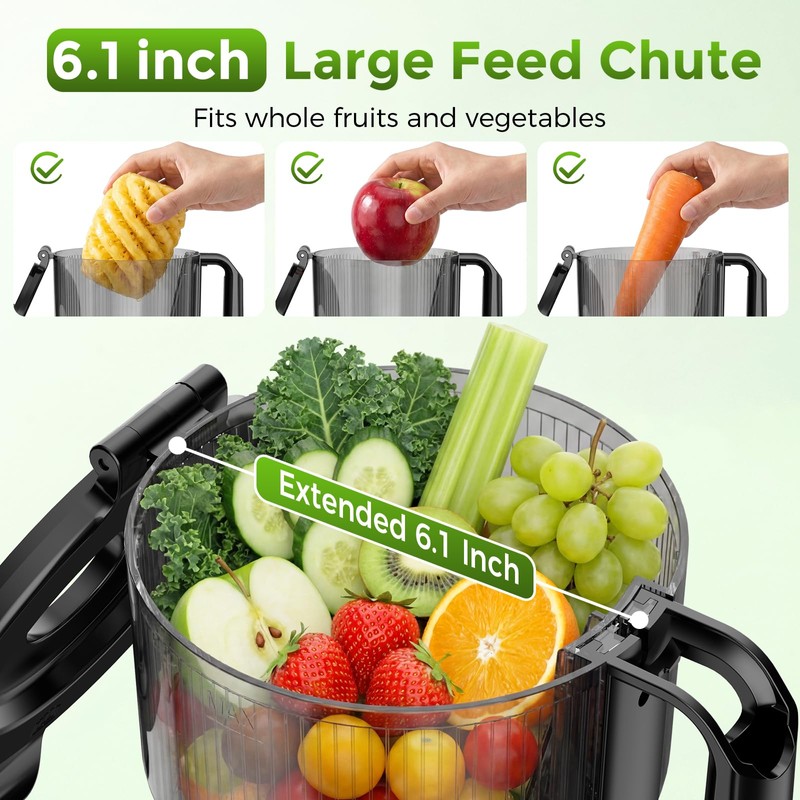COWSAR Juicer Machines with 6.1" Large Chute, Cold Press Juicer