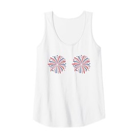 Womens just here for the fireworks funny shirt for couple men women Tank Top