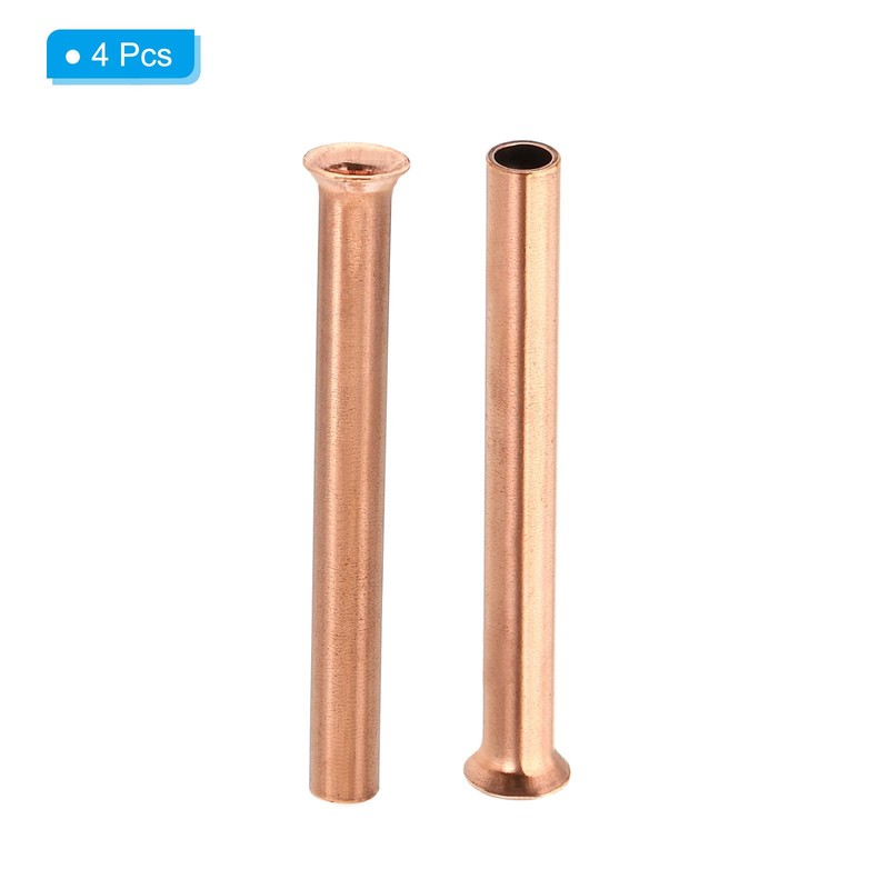 PATIKIL 1/4" (6.35mm) OD Copper Flare Tube Fitting, 4pcs Straight