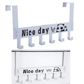 Over The Door Hook, Heavy Duty Over Door Hanger Rack,Over The Door Hook Hanger Hook Door Hanger with 6 Coat Hooks, for Clothes, Towels, Bag, Robe（White）