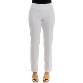 Zac & Rachel Women's Plus Size Millennium Fabric Pull-On Slim Leg Pant, Optic White, 18W