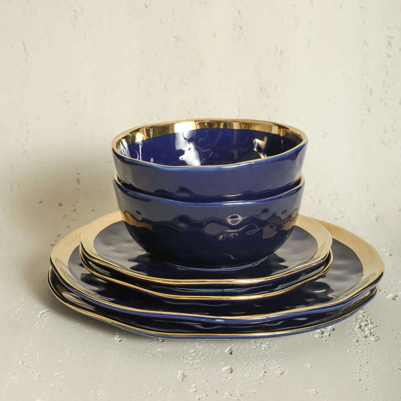 Stone Lain Porcelain 16 Piece Dinnerware Set, Service for 4,