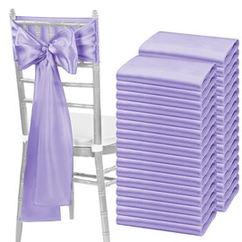 fani 120 PCS Lavender Purple Satin Chair Sashes Bows Universal Chair Cover for Wedding Reception Restaurant Event Decoration Banquet,Party,Hotel Event Decorations (7 x 108 inch)