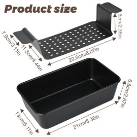 YHNDECO Carbon Steel Bread Baking Mould, Meatloaf Mould with Drain Tray, Bread Baking Moulds, Carbon Steel Bread Baking Mould for Oven, Bread and Roasting Meat, 24 x 14 x 6.5 cm