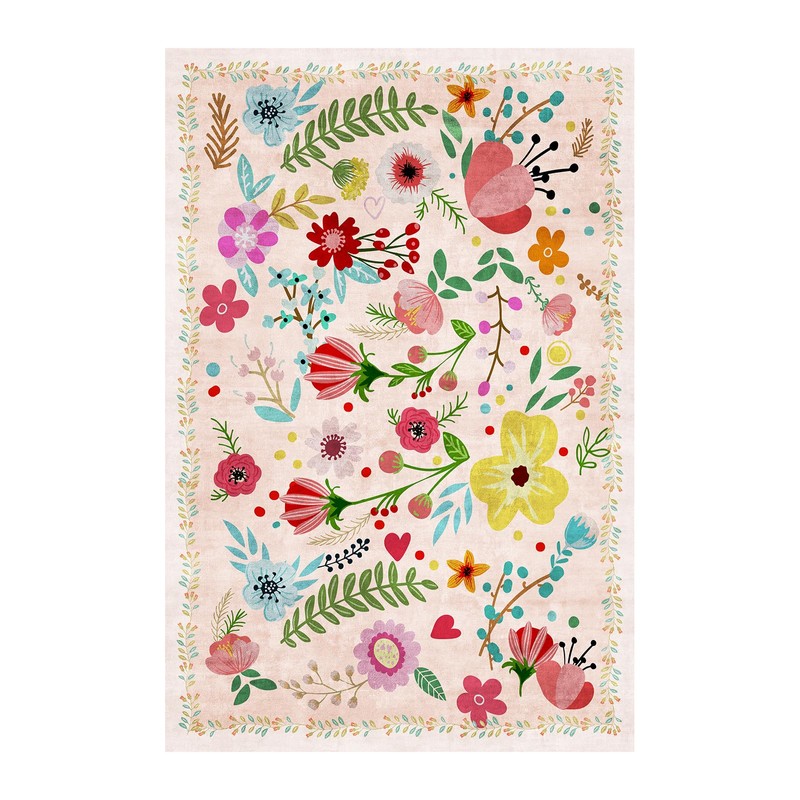 Bairichmat Pink Bedroom Rug,6'x9'Washable Area Rugs,Non-Slip Ultra-Thin Soft Dining Room