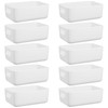 W&H 10 PCS White Plastic Storage Boxes with Handle, Small