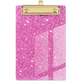 Piasoenc Acrylic Clipboard, Fashion Glitter Clipboard, A5 Size 6" x 9" Clipboards, A5 Clip Board, Cute Confetti Clipboards for for Women, Rose Gold Desk Office Supplies and AccessoriesBlue