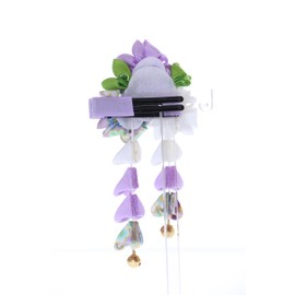 C-115-2 Purple White Handmade Sakura Cherry Blossom Fabric Flowers Tassels Hair Clip Hair Clip Hair Clip Japanese Geisha Kimono Accessory