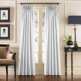 Marquee Faux Silk Pinch Pleat/Back Tab Lined Curtain, 1 Panel, 108-inch, White