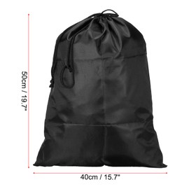 PATIKIL Clothes Storage Drawstring Bag, 19.7 inches (50 cm) Height, Clothes Blanket, Double Drawstring Storage Bag, For Camping Travel, Black