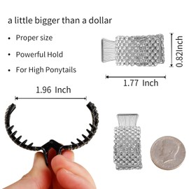 WUPENGSA High Ponytail Clips, High Ponytail Hair Clips, Metal, Non-Slip, Pack of 3, Black, Small, Women, Elegance, Updos, Formal Occasions, Mother's Day