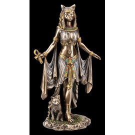 Unbekannt Ancient Egyptian Bastet Figure with Ankh Veronese Cat Goddess Decorative Figurine Decorative Item Sculpture Statue, H 25.5 cm