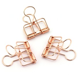 NXG 12 Pack Medium Metal Wire Binder Clips, Office Supplier School Accessories,Colorful Hollow Out Paper Organizer, Paper Binder Clip (Rose Gold)