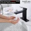 AmirLans Black Faucet Bathroom, Stainless Steel Matte Black Bathroom Faucet