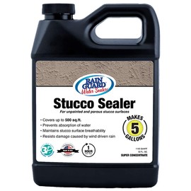 Rain Guard Water Sealers SP-7003 Stucco Sealer Concentrate Makes 5 Gallons - Clear Natural Finish - Deep Penetrating Water Repellent Protection for All Stucco Surfaces - Water-Based Silane/Siloxane