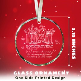 Book Lover Christmas Ornaments - Book Lovers Gifts, Gifts for Book Lovers, Librarian Gifts - Book Themed Christmas Ornaments for Book Lovers, Lover Bookworm, Bookaholic - Glass Book Ornament 2024