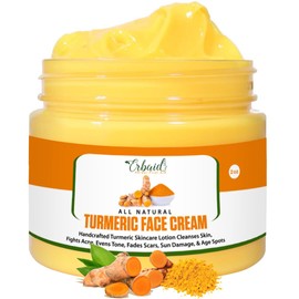 Erbaid Turmeric Face Cream for Face & Body - All Natural Turmeric Skin Brightening Lotion - Turmeric Cleanses Skin, Fights Acne, Evens Tone, Fades Scars, Sun Damage Made in the USA 2 Oz