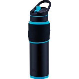 Peacock AKX-R65 AB Water Bottle, 22.9 fl oz (650 ml), Vacuum Insulated, Insulated, Cold Insulated, Includes Straw, Gaming Bottle, Sports Drinks, Blue, Black