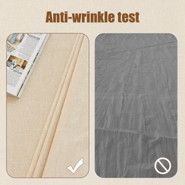 SANLEHAUSE Oval Tablecloth 155 x 300 cm, Beige Tablecloth Linen Tablecover, Texture, Large Table Cloth Hollow Design, Hand Punched, for Kitchen, Office, Table Decoration