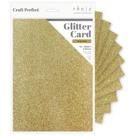 Tonic Studios A4 Craft Perfect Glitter Card, Cardstock, Welsh Gold, 30 x 21.5 x 0.5 cm