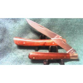 Pakistan Lot of 2 Vintage Utility Work Knives Single Blade Hardwood Handles 3-1/2" & 4"