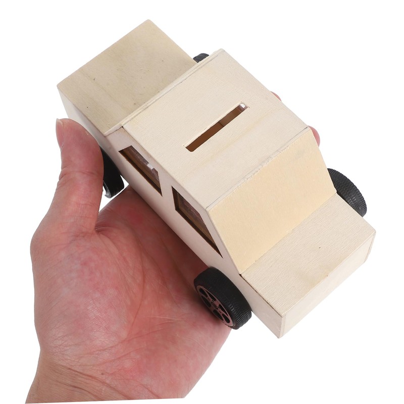Abaodam 2PCS Unfinished Wooden Car Shaped Coin Bank DIY Craft